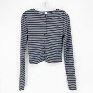 Missguided Long Sleeve Stripe Crop Top Size Small